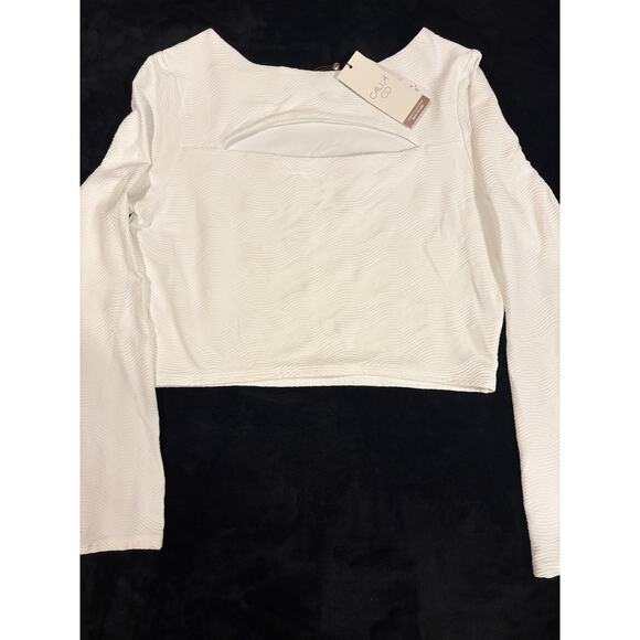 Cala Womens XL Cropped Rashguard Pure White Waves Long Sleeve Shirt New With Tag - Picture 3 of 4